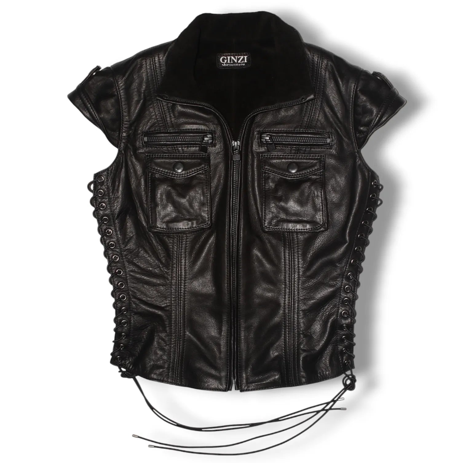 Lace-Up Leather Shirt
