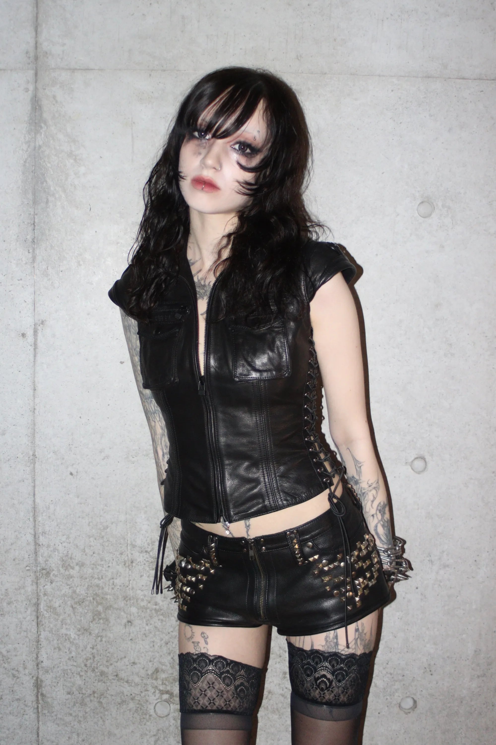 Lace-Up Leather Shirt