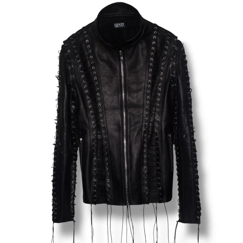 Lace Up Leather Jacket