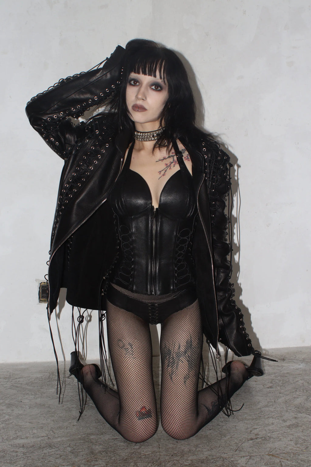 Lace Up Leather Jacket