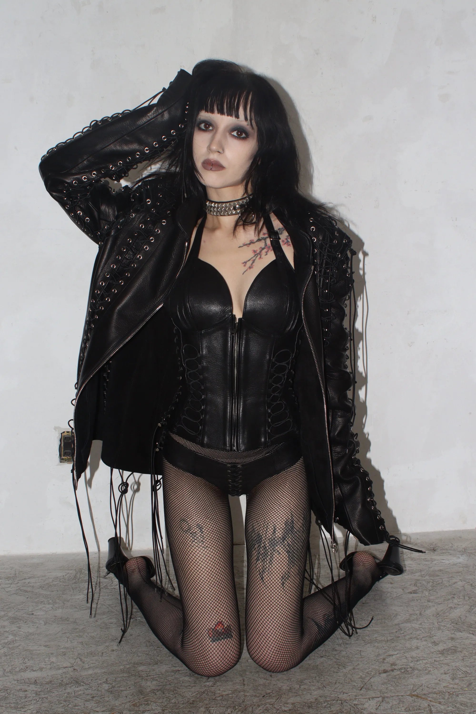 Lace Up Leather Jacket
